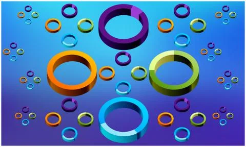 Different size of rainbow circles on abstract background Illustrazione stock