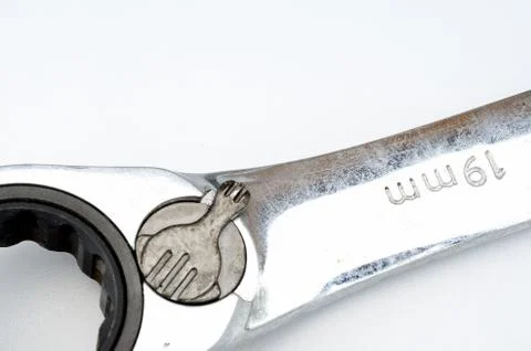 Different size ratchet spanners macro photo isolated on white background Stock Photos