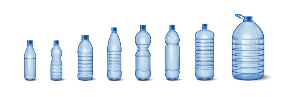 Different Sizes and Shapes of Plastic Bottles Collection Stock Illustration