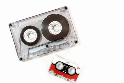 Different sizes of audio cassette tape isolated Stock Photos