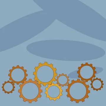 Different Sizes of Color Cog Wheel Gear Engaging, Interlocking, Tesselating Stock Illustration