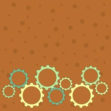 Different Sizes of Color Cog Wheel Gear Engaging, Interlocking, Tesselating Illustrazione stock