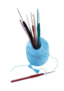 Different sizes of crochet hooks. 스톡 사진