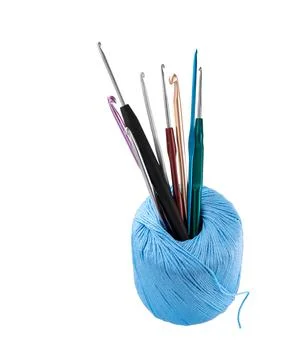 Different sizes of crochet hooks. 스톡 사진