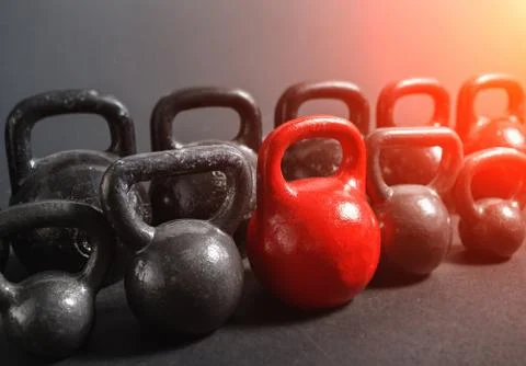 Different sizes of kettlebells Stock-Fotos