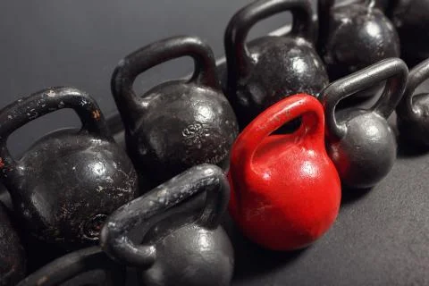Different sizes of kettlebells Stock Photos