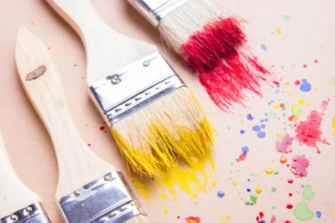 Different sizes paintbrushes 스톡 사진