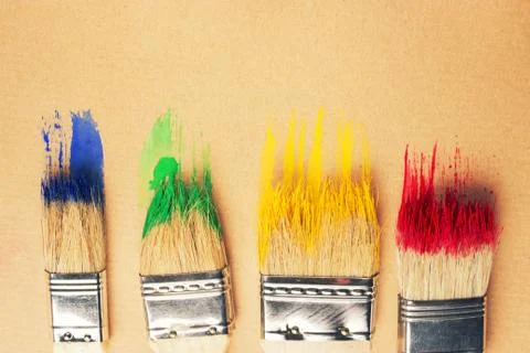 Different sizes paintbrushes Stock Photos