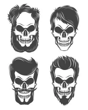 Different Skull Character Set Stock Illustration