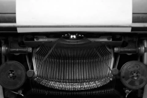 Different small metal elements of an old typewriter Stock Photos