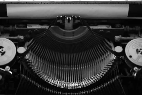 Different small metal elements of an old typewriter Stock Photos