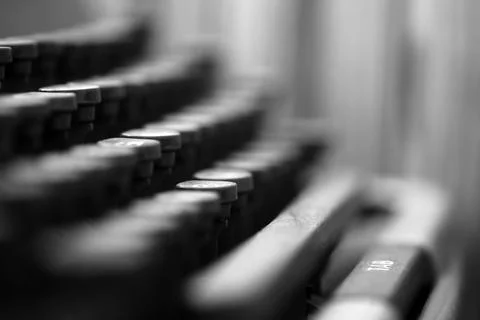 Different small metal elements of an old typewriter Stock Photos