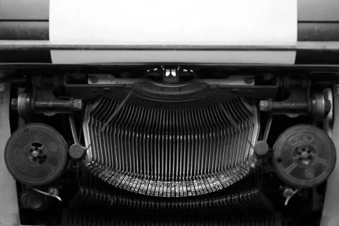Different small metal elements of an old typewriter Stock Photos