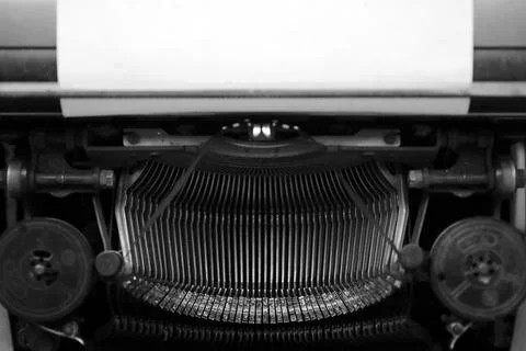 Different small metal elements of an old typewriter Stock Photos