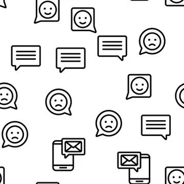 Different SMS Message Seamless Pattern Vector Stock Illustration