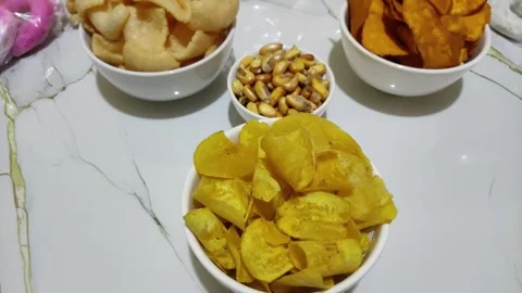 Different snacks in bowls from Peru Stock Footage 284644250