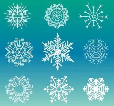Different snowflakes set Stock Illustration
