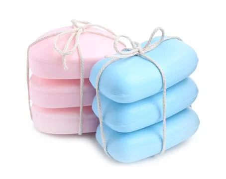 Different soap bars isolated on white. Personal hygiene product 写真素材