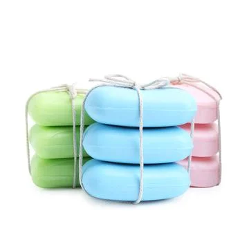 Different soap bars isolated on white. Personal hygiene product Stock Photos