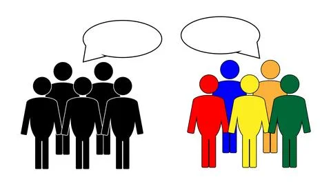Different social groups of people communicate with each other Stock Illustration