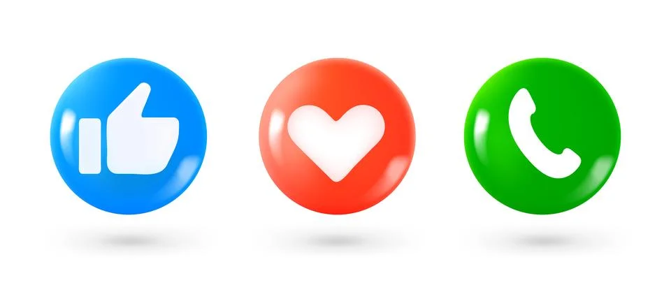 Different social media 3d vector icons. Emoji isolated on white background .. Illustrazione stock