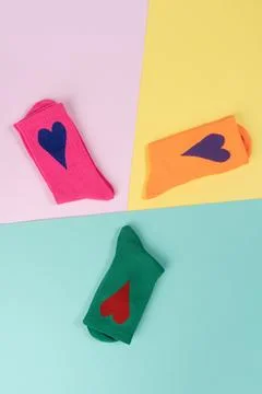 Different socks with heart Stock Photos