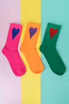 Different socks with heart Stock Photos