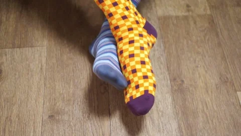 Different Socks As Symbol Of Down Syndrome. Stock Footage 209930189