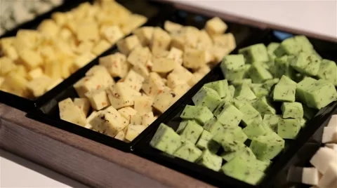 Different sorts of cheese snacks Stock Footage 60698247