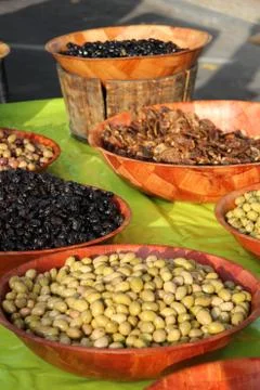Different sorts of olives Stock Photos