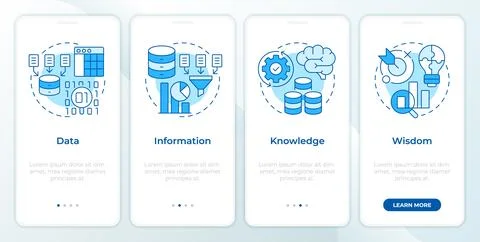 Different sources of information blue onboarding mobile app screen Stock Illustration