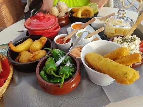 Different Spanish tapas. Stock Photos