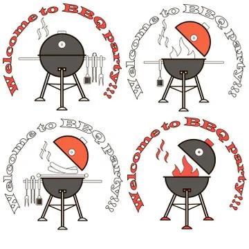 Different special tools for barbecue party. Bbq grill and tools vector illust Stock Illustration