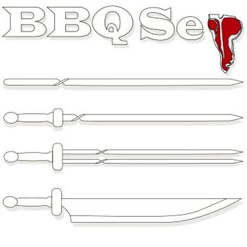 Different special tools for barbecue party. Bbq grill and tools vector illust Stock Illustration