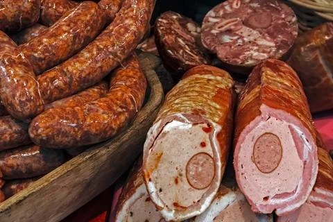 Different specialties of meat Stock Photos