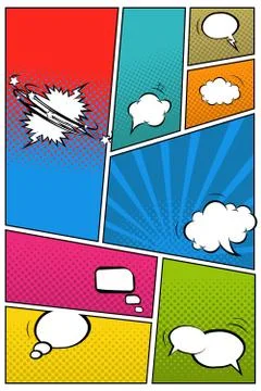 Different speech bubbles on pop art background. Vector illustration. Stock Illustration