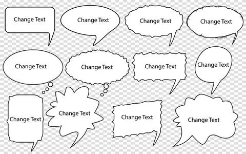 Different speech bubbles white blank cartoon shape set Stock Illustration