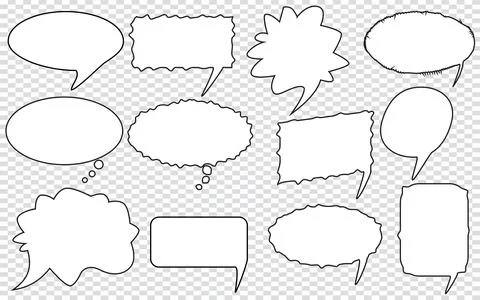 Different speech bubbles white blank cartoon shape Stock Illustration
