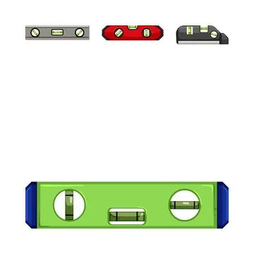 Different spirit level tools for construction and measurement Stock Illustration