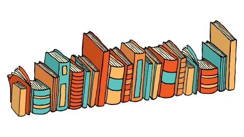Different standing books / library stack Stock Illustration