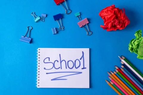 Different stationary items on the desk Stock Photos