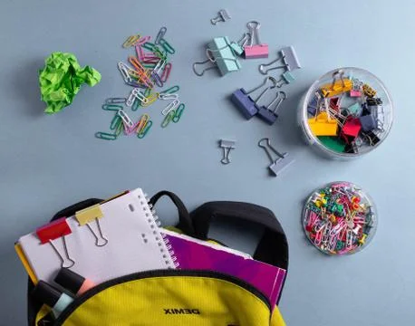 Different stationary items on the desk Stock Photos
