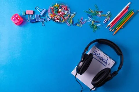 Different stationary items on the desk Stock Photos