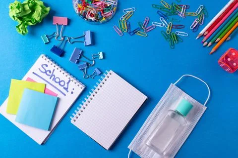Different stationary items on the desk Stock Photos