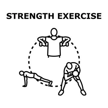 Different strength exercise movements for building muscle Illustrazione stock