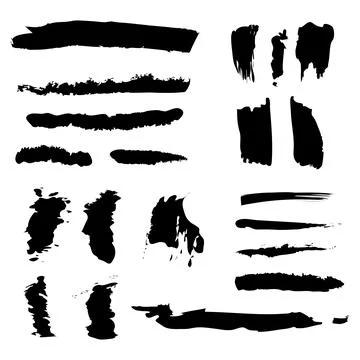 Different strokes of black paint on a white background - Vector Stock Illustration