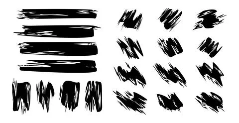 Different strokes of black paint on a white background - Vector Stock Illustration