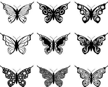 Different style butterflys Stock Illustration