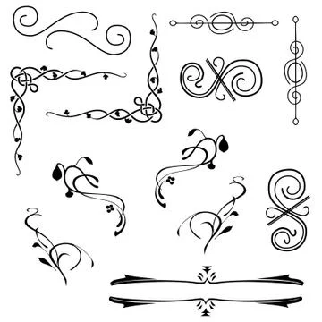 Different style corner and side ornaments Stock Illustration