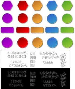 Different style stickers tith text Stock Illustration